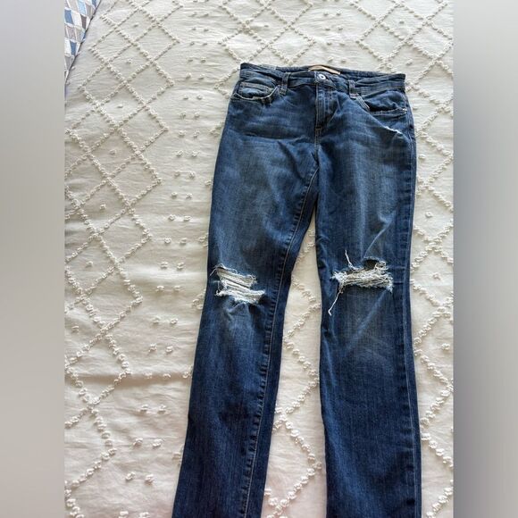 Joe's Jeans Dark Blue Distressed Straight Leg Women's Jeans - Picture 1 of 4